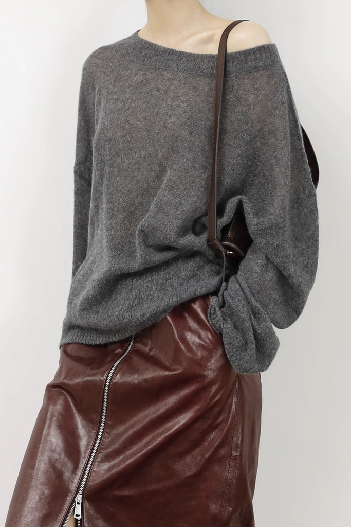 Cashmere-Silk Open Knit Off-The-Shoulder Sweater  Fibflx