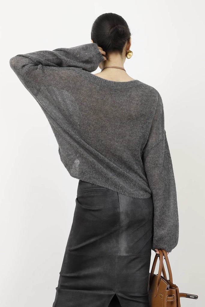 Cashmere-Silk Open Knit Off-The-Shoulder Sweater  Fibflx