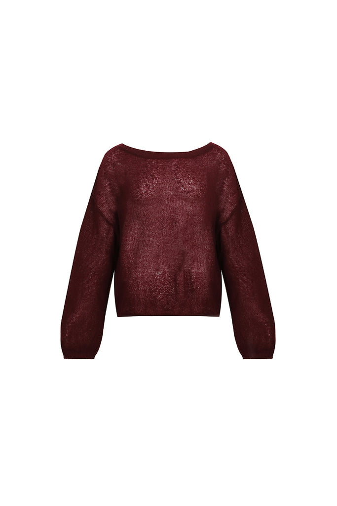 Cashmere-Silk Open Knit Off-The-Shoulder Sweater  Fibflx