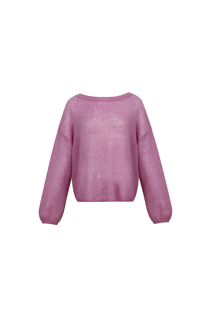 Cashmere-Silk Open Knit Off-The-Shoulder Sweater Spring Purple / One Size (Relaxed fit for US 0–6) Fibflx