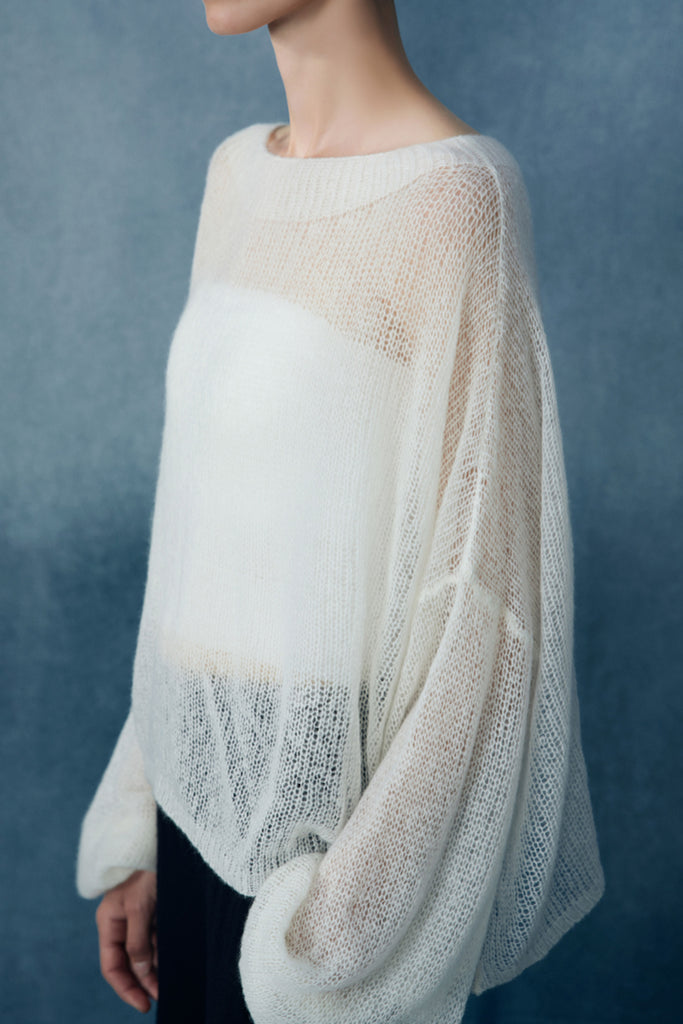 Cashmere-Silk Open Knit Off-The-Shoulder Sweater  Fibflx