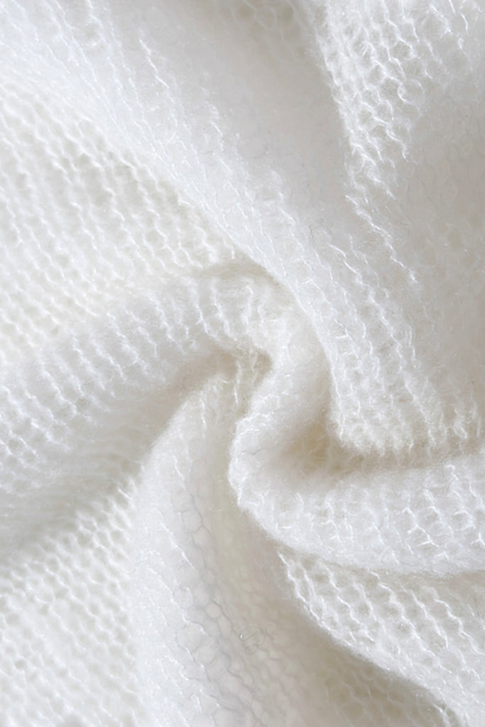 Cashmere-Silk Open Knit Off-The-Shoulder Sweater  Fibflx