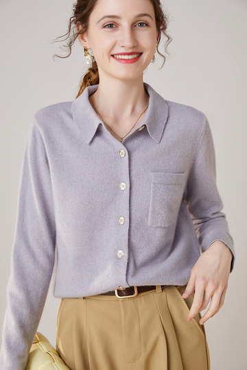 Fibflx Women's Casual 100 Cashmere Button Up Shirt