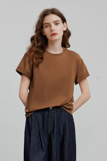 Casual Cotton-Lyocell T-Shirt With Back Twist - Fibflx