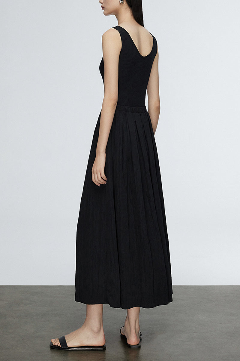 Casual Fit & Flare Ribbed Tank Maxi Dress XS / Black / 63% Viscose 27% Nylon 10% Spandex Casual Fit & Flare Ribbed Tank Maxi Dress XS / Black / 63% Viscose 27% Nylon 10% Spandex