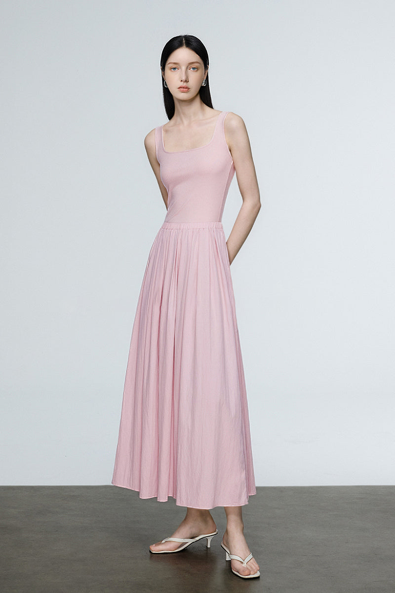 Casual Fit & Flare Ribbed Tank Maxi Dress XS / Black / 63% Viscose 27% Nylon 10% Spandex