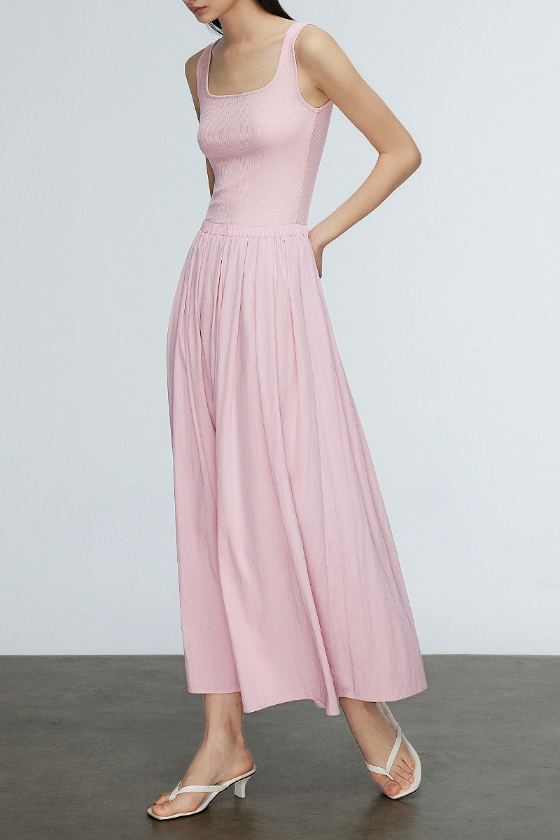 Casual Fit & Flare Ribbed Tank Maxi Dress XS / Black / 63% Viscose 27% Nylon 10% Spandex