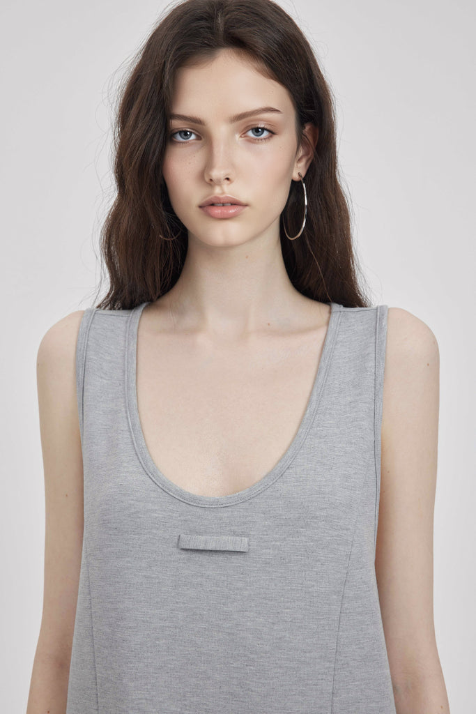 Casual Sleeveless Maxi Tank Dress with Back Twist  Fibflx