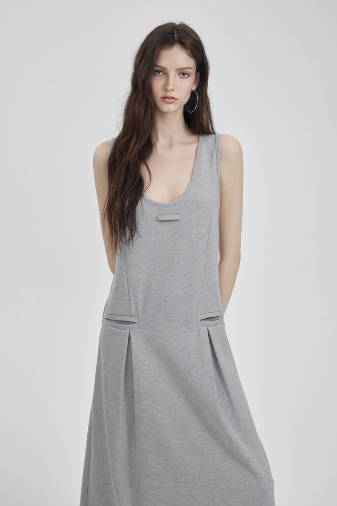 Casual Sleeveless Maxi Tank Dress with Back Twist  Fibflx