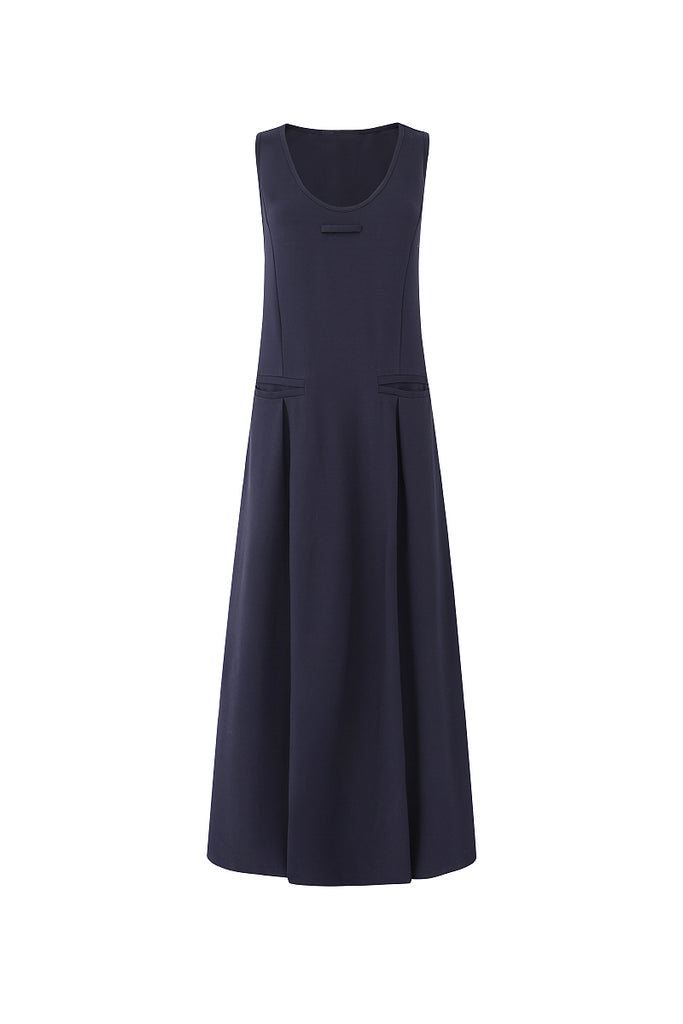 Casual Sleeveless Maxi Tank Dress with Back Twist  Fibflx