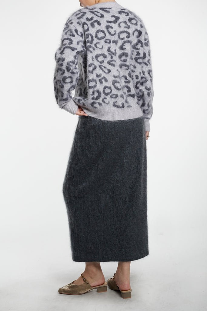 Chic Brushed Cashmere Leopard Print Cardigan  Fibflx
