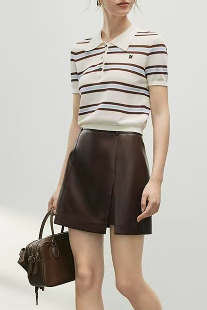 Chic Leather High-Waisted A-Line Mini Skirt  Fibflx