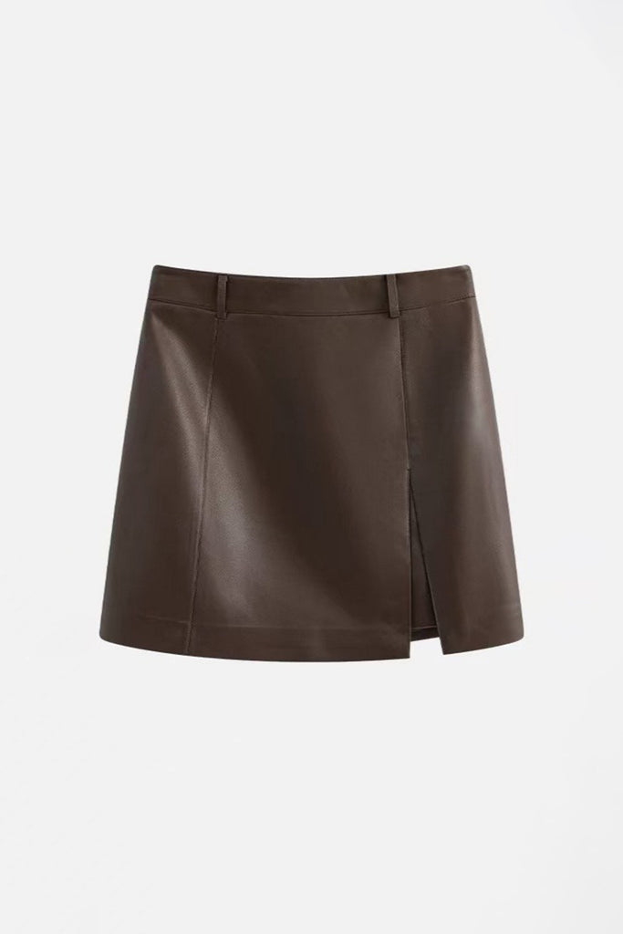 Chic Leather High-Waisted A-Line Mini Skirt  Fibflx