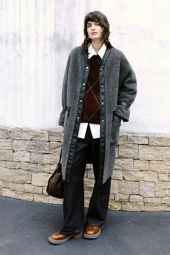 Chunky Brushed Cashmere Argyle Crewneck Sweater  Fibflx