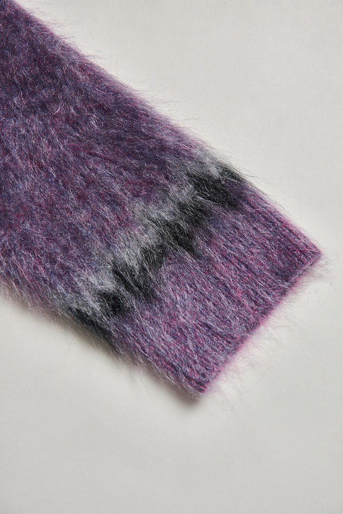 Chunky Brushed Cashmere Argyle Crewneck Sweater in Purple  Fibflx