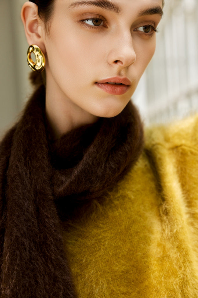 Chunky Brushed Cashmere Crewneck Sweater  Fibflx