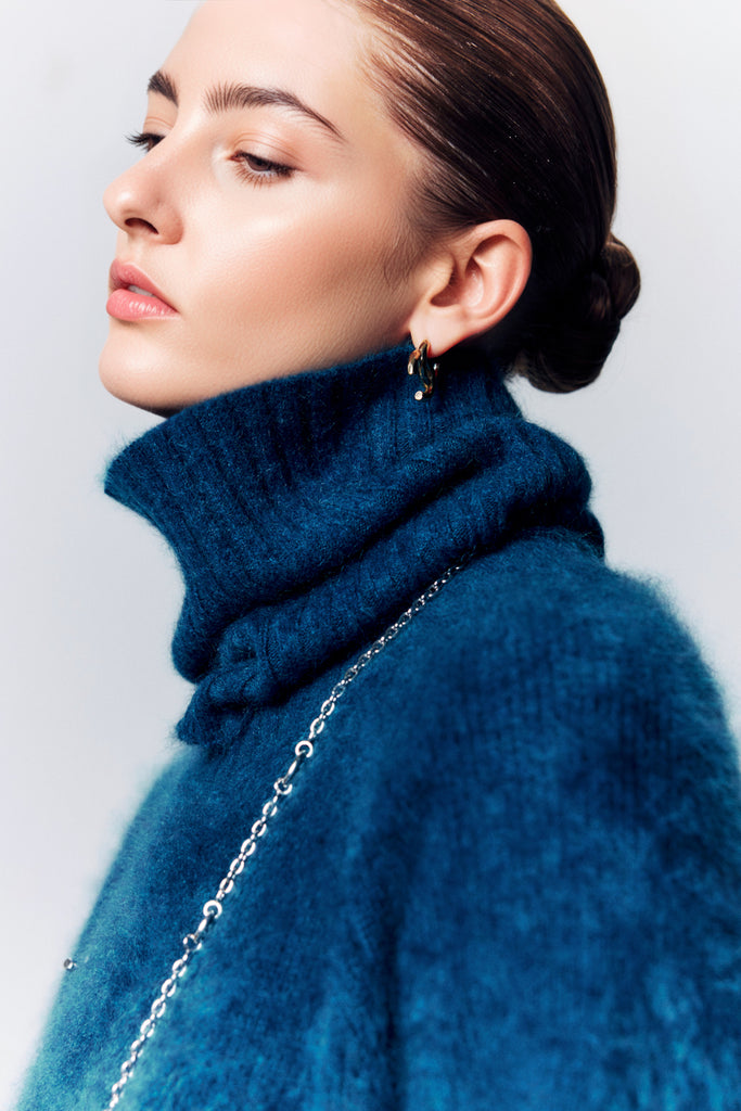 Chunky Brushed Cashmere Detachable Collar Pullover Sweater  Fibflx