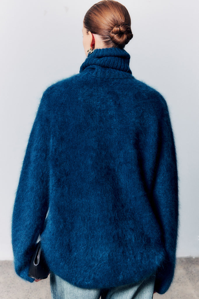 Chunky Brushed Cashmere Detachable Collar Pullover Sweater  Fibflx