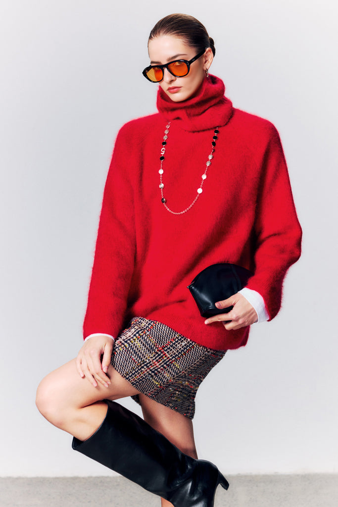 Chunky Brushed Cashmere Detachable Collar Pullover Sweater  Fibflx