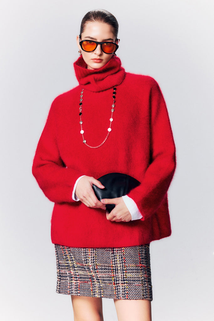 Chunky Brushed Cashmere Detachable Collar Pullover Sweater  Fibflx