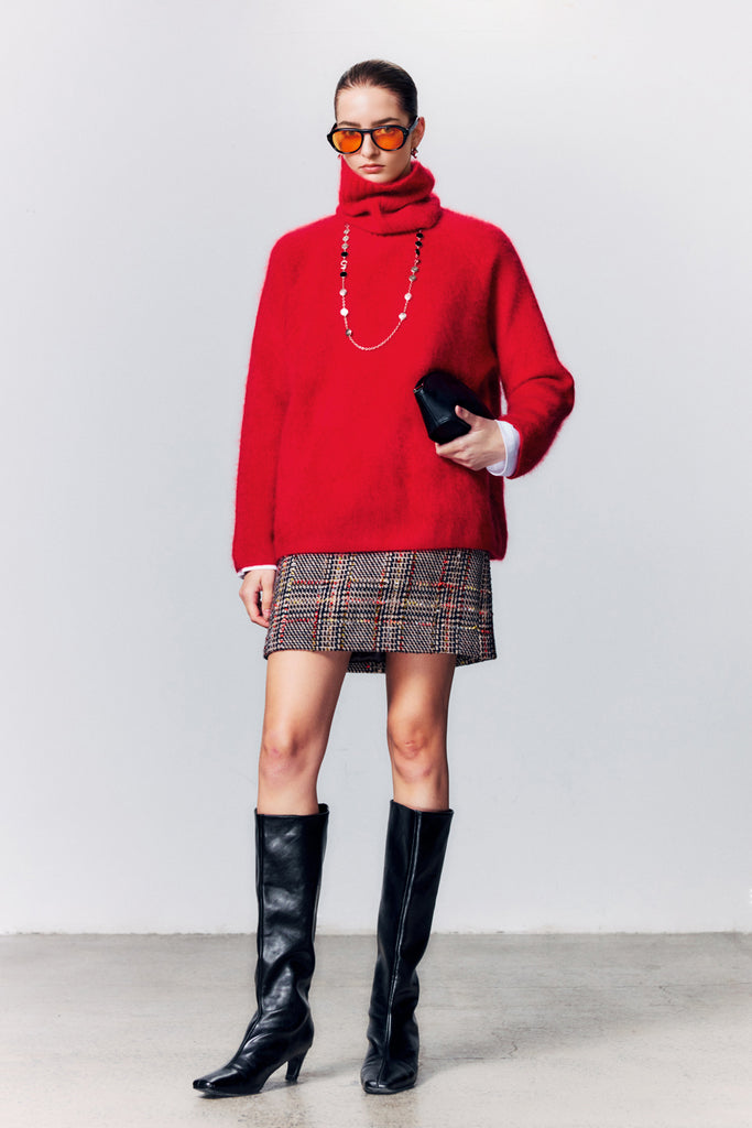 Chunky Brushed Cashmere Detachable Collar Pullover Sweater  Fibflx