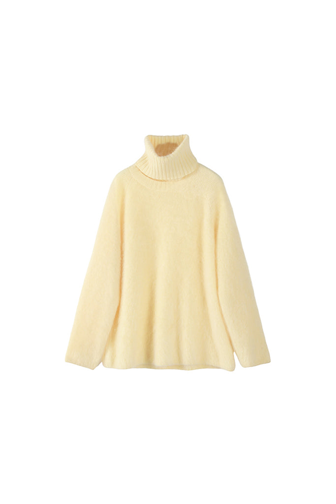 Chunky Brushed Cashmere Detachable Collar Pullover Sweater  Fibflx