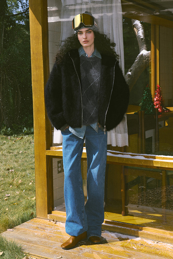 Chunky Brushed Cashmere Double-Zip Hooded Jacket  Fibflx