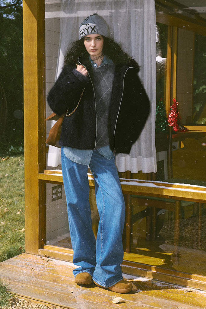 Chunky Brushed Cashmere Double-Zip Hooded Jacket  Fibflx