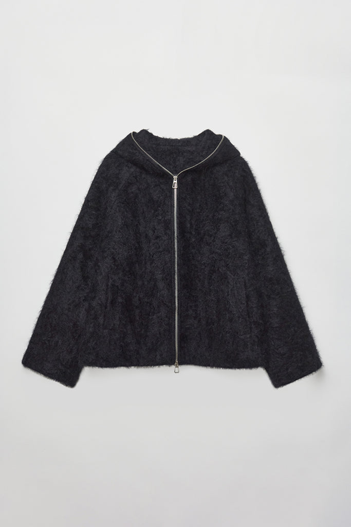 Chunky Brushed Cashmere Double-Zip Hooded Jacket  Fibflx