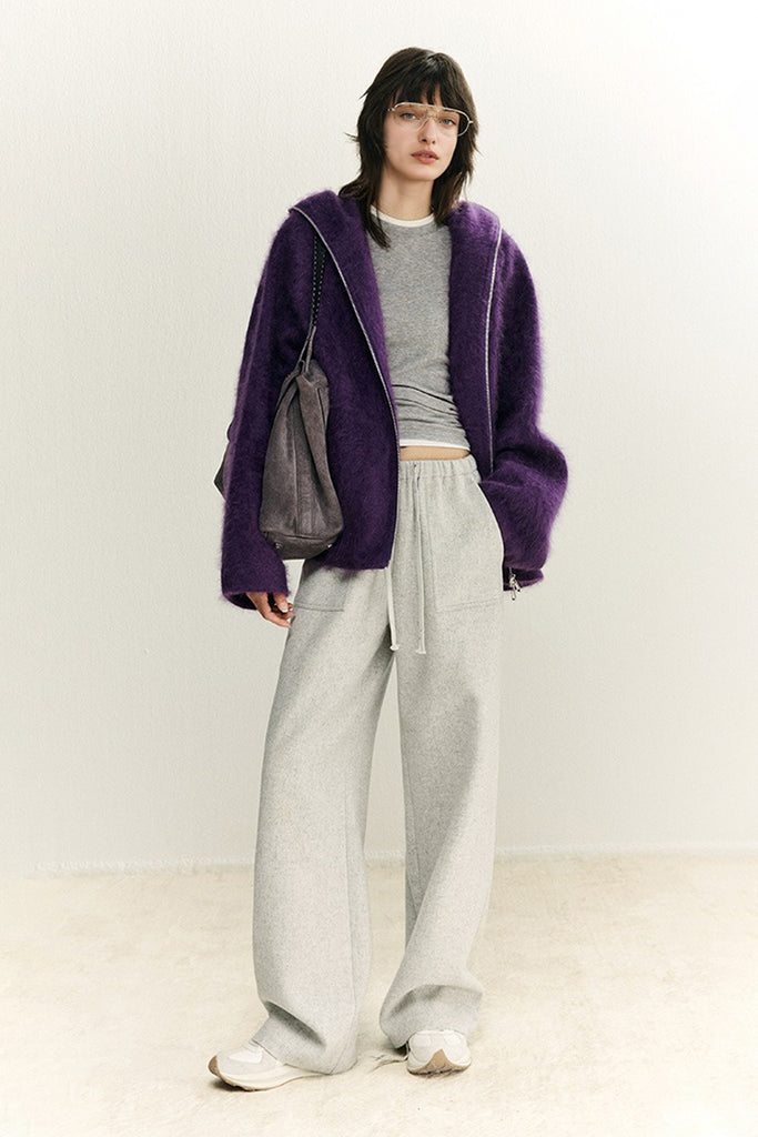 Chunky Brushed Cashmere Double-Zip Hooded Jacket  Fibflx