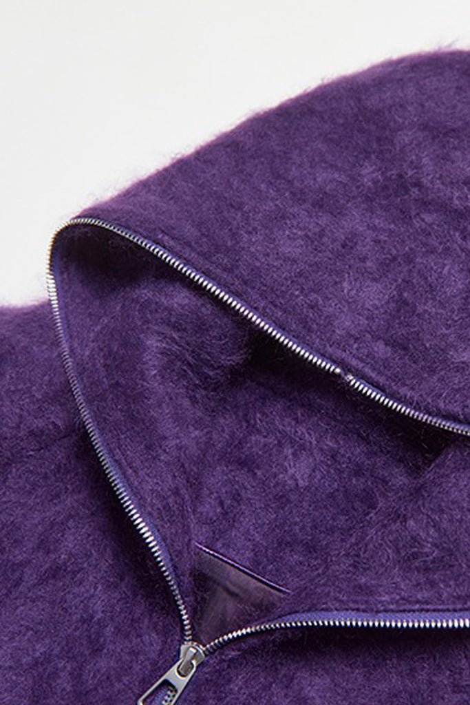 Chunky Brushed Cashmere Double-Zip Hooded Jacket  Fibflx