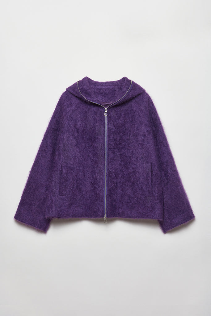 Chunky Brushed Cashmere Double-Zip Hooded Jacket  Fibflx
