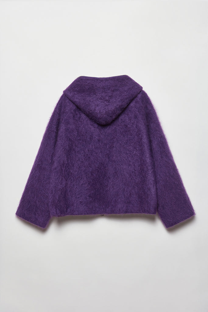 Chunky Brushed Cashmere Double-Zip Hooded Jacket  Fibflx