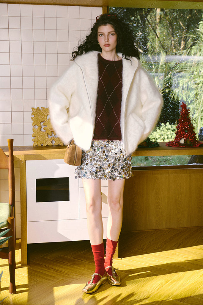 Chunky Brushed Cashmere Double-Zip Hooded Jacket  Fibflx