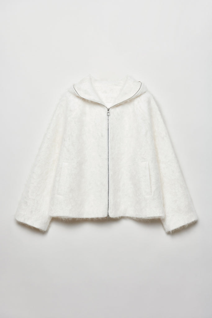 Chunky Brushed Cashmere Double-Zip Hooded Jacket  Fibflx