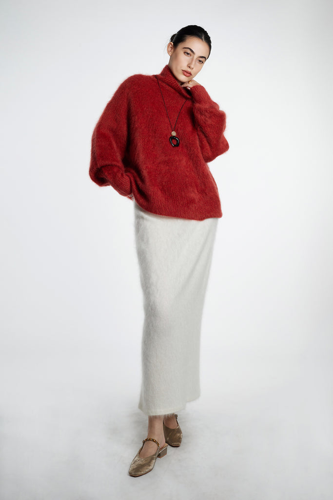 Chunky Brushed Cashmere Sequined Marled Turtleneck Sweater  Fibflx