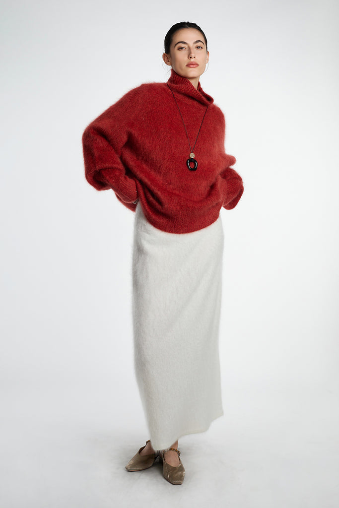 Chunky Brushed Cashmere Sequined Marled Turtleneck Sweater  Fibflx