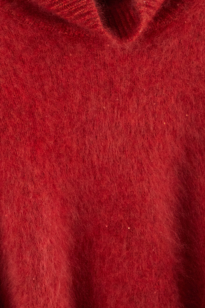 Chunky Brushed Cashmere Sequined Marled Turtleneck Sweater  Fibflx