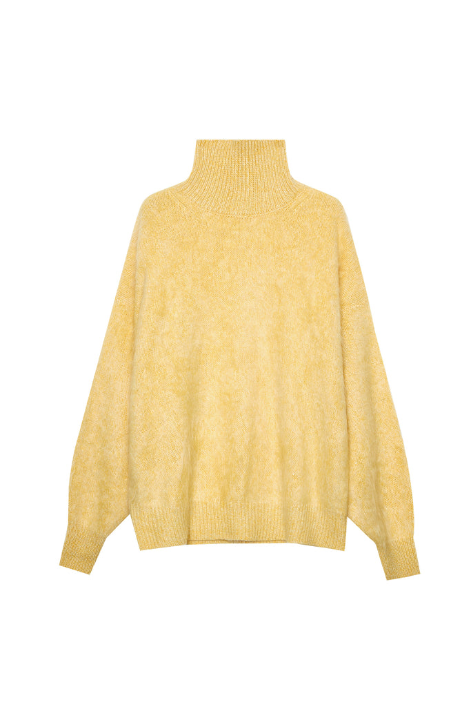Chunky Brushed Cashmere Sequined Marled Turtleneck Sweater  Fibflx