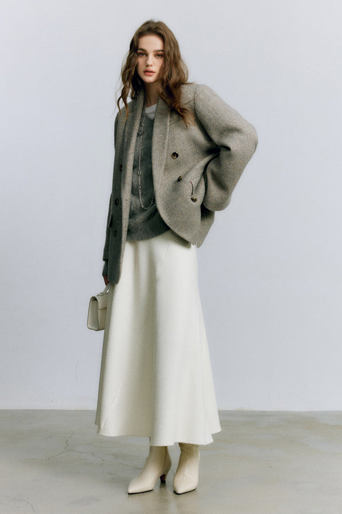 Chunky Brushed Cashmere V-Neck Pullover Sweater  Fibflx