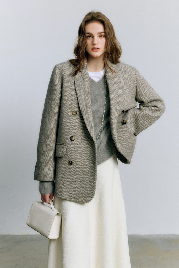 Chunky Brushed Cashmere V-Neck Pullover Sweater  Fibflx