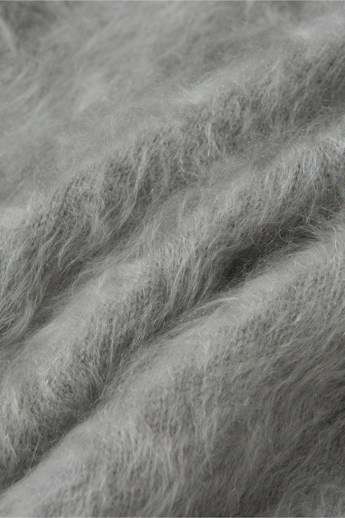 Chunky Brushed Cashmere V-Neck Pullover Sweater  Fibflx