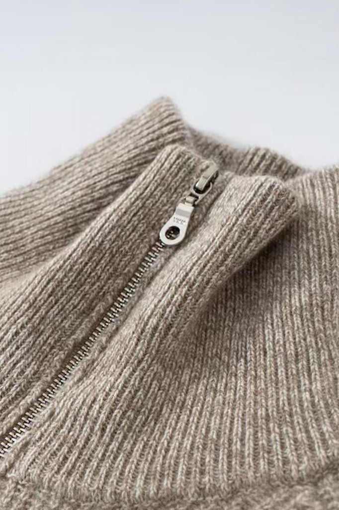 Cozy Cashmere Half Zip Turtleneck Pullover Sweater  Fibflx