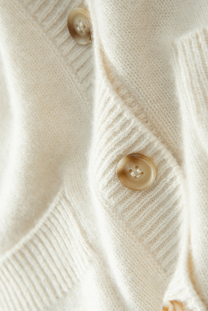 Chunky Pure Cashmere V-Neck Cardigan  Fibflx