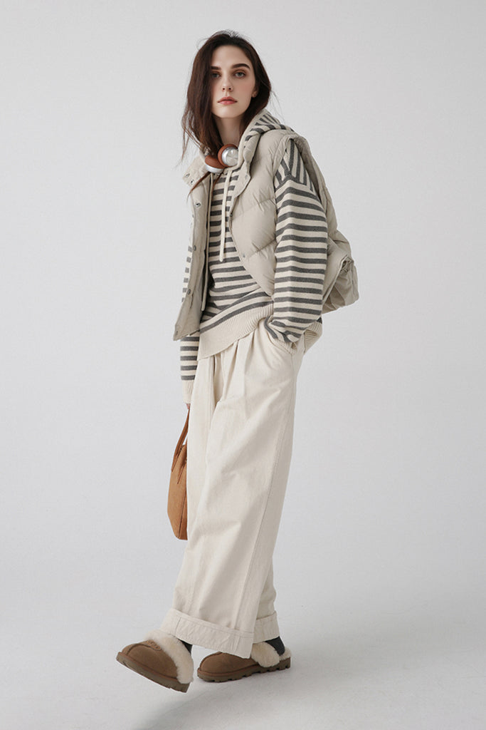 Chunky Striped Wool Sweater Hoodie  Fibflx