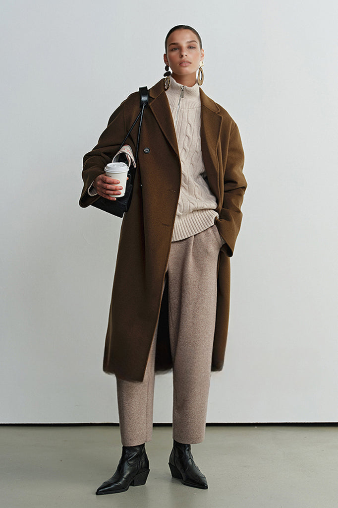 Chunky Wool Cashmere Cable Knit Half-Zip Mock-Neck Sweater  Fibflx