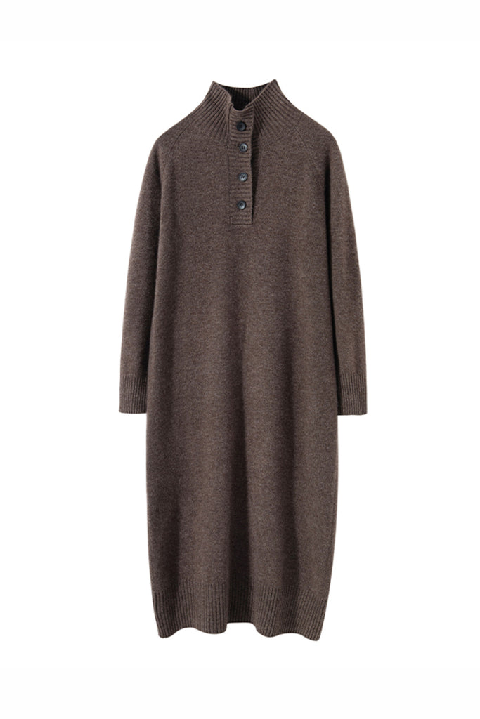 Chunky Wool Long Sleeve Turtleneck Maxi Sweater Dress  Fibflx