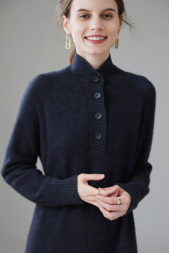 Chunky Wool Long Sleeve Turtleneck Maxi Sweater Dress  Fibflx