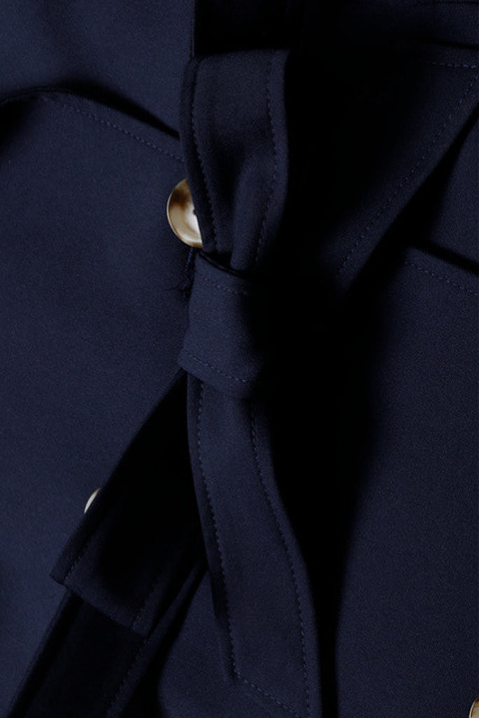 Classic Double-Breasted Belted Trench Coat  Fibflx