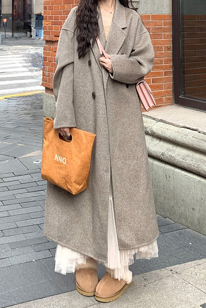 Classic Double Breasted Double Faced Long Yak-Cashmere Coat  Fibflx